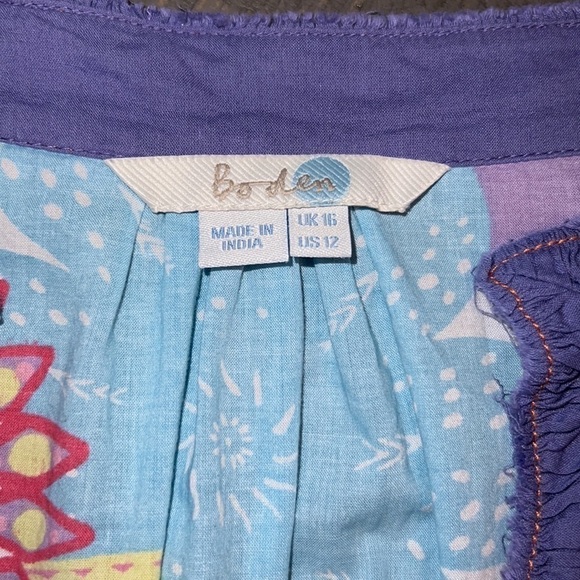 Boden Floral Cotton Tunic Swim Coverup With Beaded Neckline Size‎ 12 - Picture 5 of 8